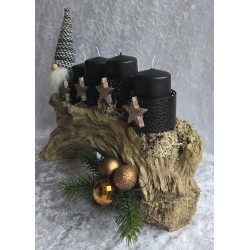 Adventsgesteck mit Wichtel/schwarz