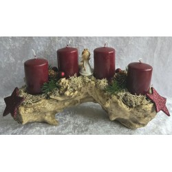 Adventsgesteck mit Engel/bordeaux