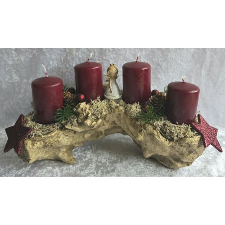 Adventsgesteck mit Engel/bordeaux