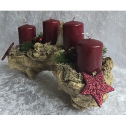 Adventsgesteck mit Engel/bordeaux