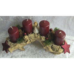 Adventsgesteck mit Engel/bordeaux