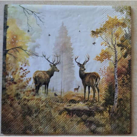Serviette Zwei Hirsche im Wald