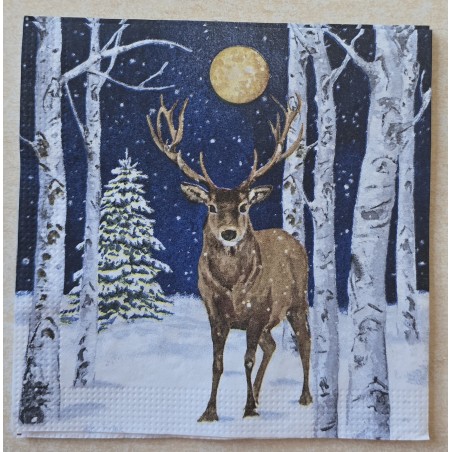 Serviette Hirsch im Winterwald