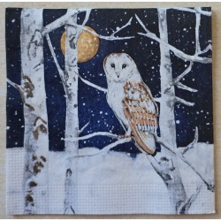 Serviette Eule im Winterwald