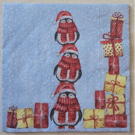 Serviette Drei Pinguine/Geschenke
