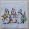 Serviette Drei Pinguine mit Schal und Mütze