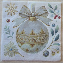 Serviette Weihnachts Kugel creme-gold
