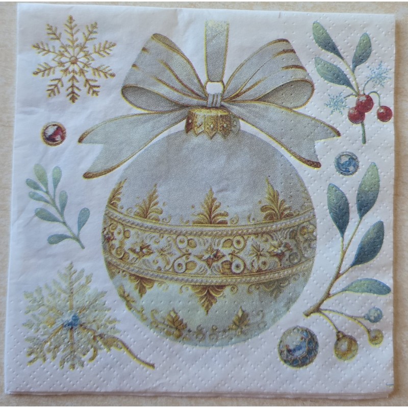 Serviette Weihnachts Kugel creme-gold
