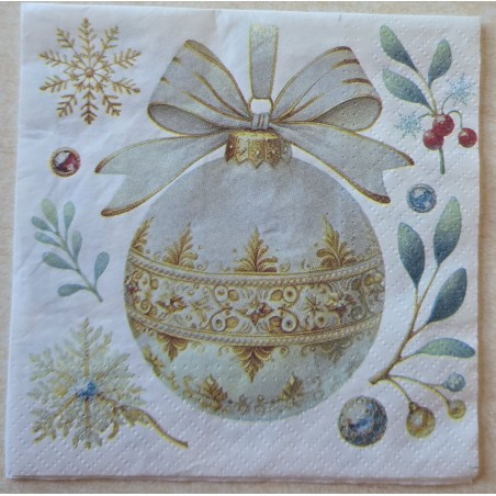 Serviette Weihnachts Kugel creme-gold