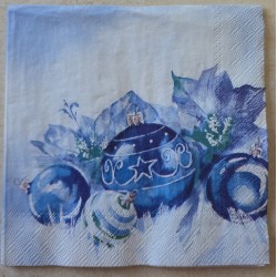 Serviette Blaue Weihnachts Kugeln