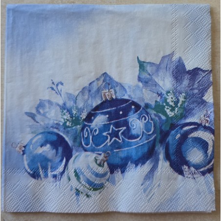 Serviette Blaue Weihnachts Kugeln