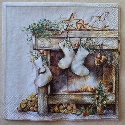 Serviette Kamin mit Weihnachts Socken