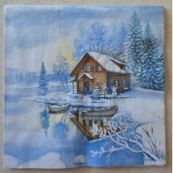 Serviette Haus am See/Winterlandschaft