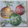 Serviette Drei Weihnachts Kugeln/rot-grün-gold