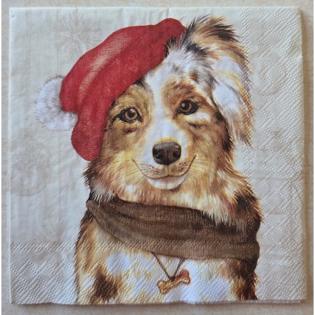 Serviette Hund mit Weihnachts Mütze