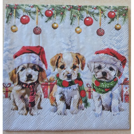 Serviette Drei Weihnachts Hunde