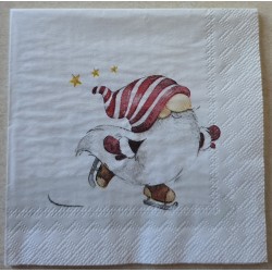 Serviette Wichtel läuft Schlittschuh
