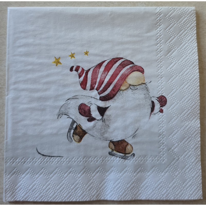 Serviette Wichtel läuft Schlittschuh