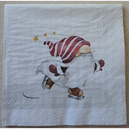 Serviette Wichtel läuft Schlittschuh