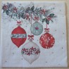 Serviette Vier Weihnachts Kugeln/rot-weiss