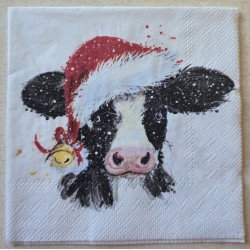 Serviette Kuh mit Weihnachts Mütze