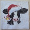Serviette Kuh mit Weihnachts Mütze