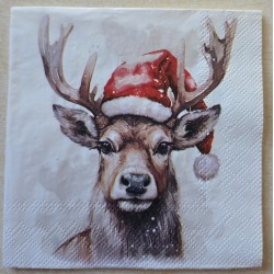 Serviette Hirsch mit Weihnachts Mütze