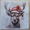 Serviette Hirsch mit Weihnachts Mütze