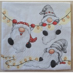 Serviette Drei Wichtel mit Lichterkette