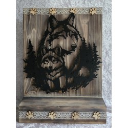 Schild stehend Wolf mit Jungem mit LEDs