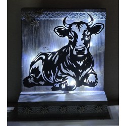 Schild stehend Kuh liegend mit LEDs