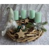 Adventsgesteck Schwemmholz rund Wichtel mint