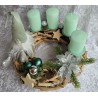 Adventsgesteck Schwemmholz rund Wichtel mint
