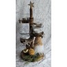 Adventsgesteck rund gestuft Wichtel/braun-beige