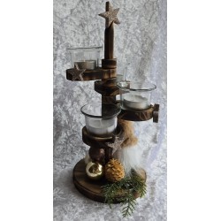 Adventsgesteck rund gestuft Wichtel/braun-beige