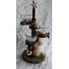 Adventsgesteck rund gestuft Wichtel/braun-beige