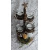 Adventsgesteck rund gestuft Wichtel/braun-beige