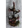 Adventsgesteck rund gestuft Wichtel/coralle-rosa