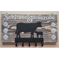 Schlüsselgarderobe Kuh mit Kalb