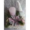 Weihnachts Kiste mit Kerze/Wichtel/rosa-weiss