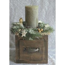 Weihnachts Kiste mit Kerze/Engel/braun/olive