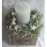 Weihnachts Kiste mit Kerze/Engel/braun/hellgrau