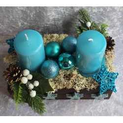 Weihnachts Kiste mit Kerzen/Sterne/türkis