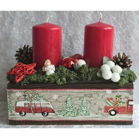Weihnachts Kiste mit Kerzen/Autos/rot