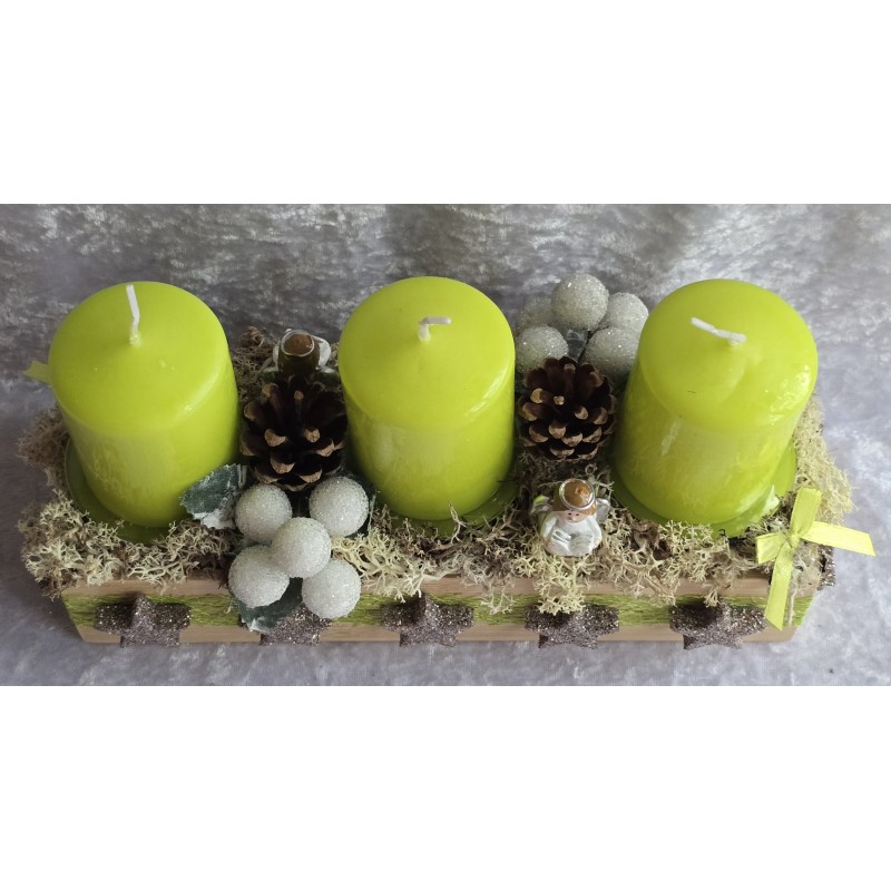 Weihnachts Kiste mit Kerzen/Engel/hellgrün