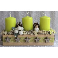Weihnachts Kiste mit Kerzen/Engel/hellgrün