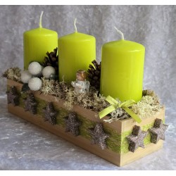 Weihnachts Kiste mit Kerzen/Engel/hellgrün