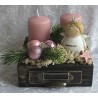 Weihnachts Kiste mit Kerzen/Engel/rosa