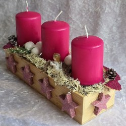 Weihnachts Kiste mit Kerzen/Engel/pink