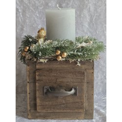Weihnachts Kiste mit Kerze/Engel/braun/hellgrau